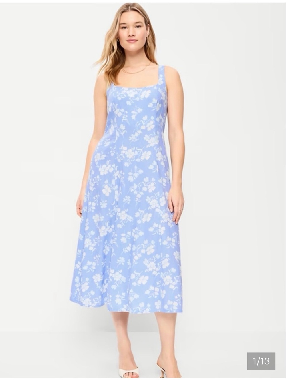 Old Navy Light Blue Floral Midi Dress